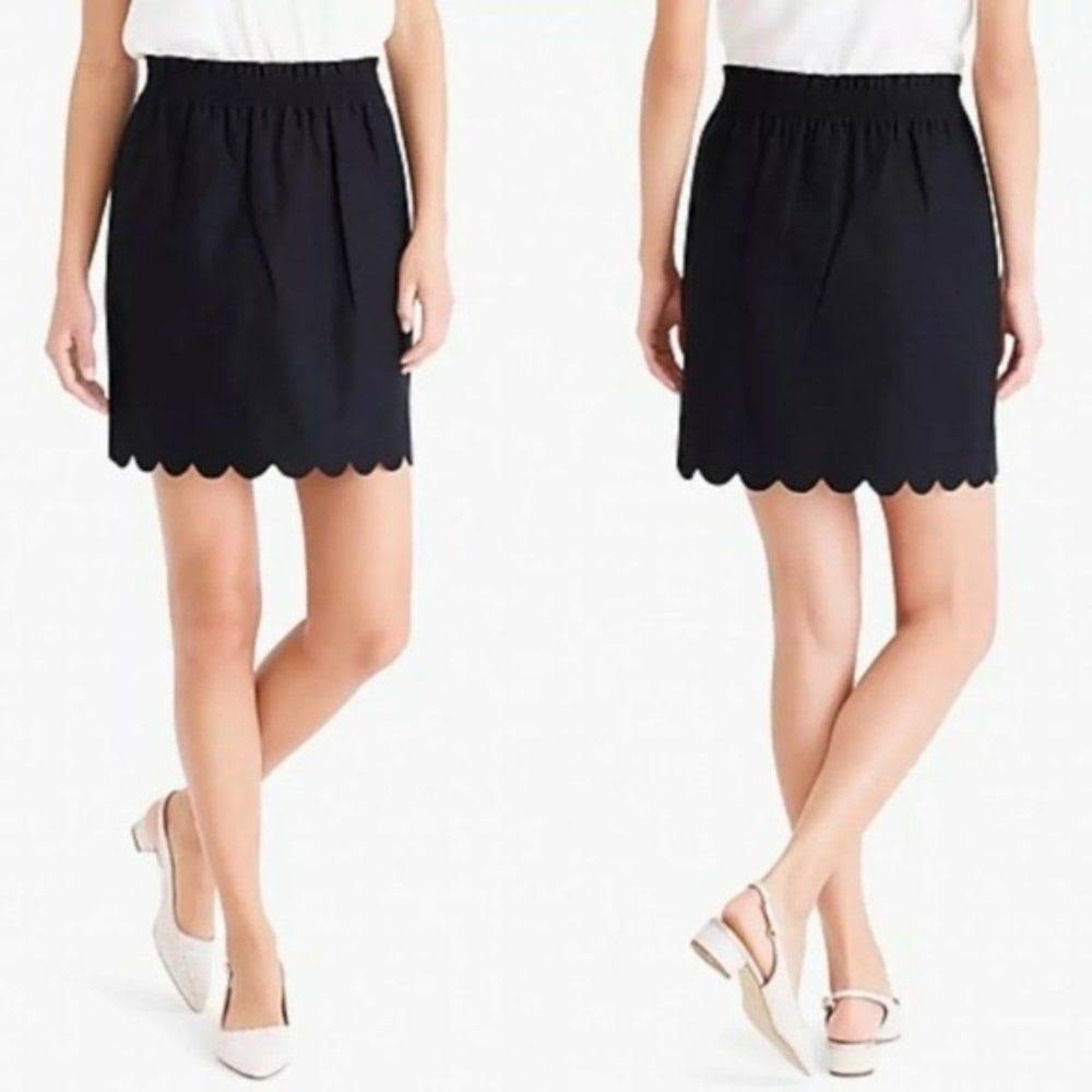 J Crew Black Scalloped Skirt